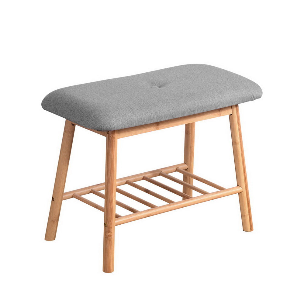 Bamboo Shoe Rack Bench Chair with Shelf Homecoze