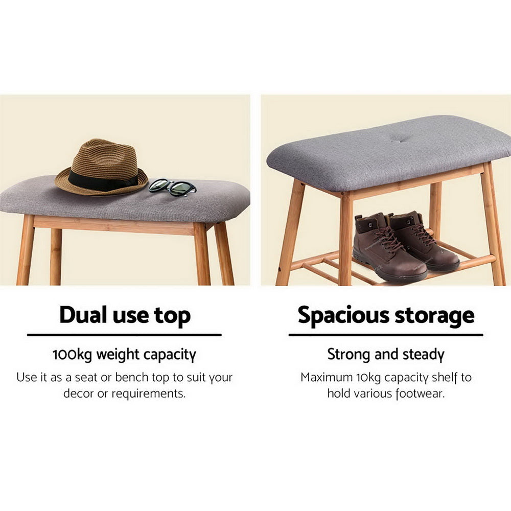 Bamboo Shoe Rack Bench Chair with Shelf Homecoze