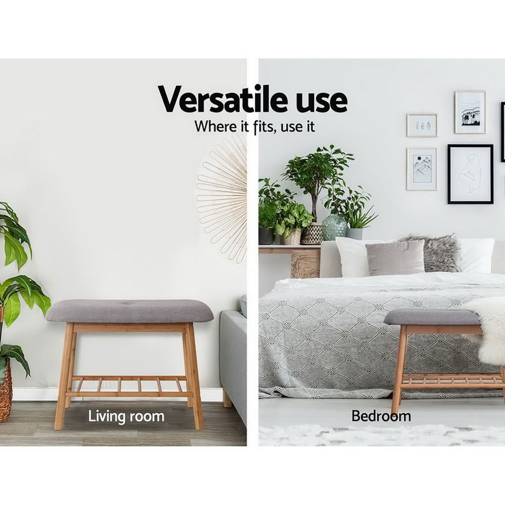 Bamboo Shoe Rack Bench Chair with Shelf Homecoze