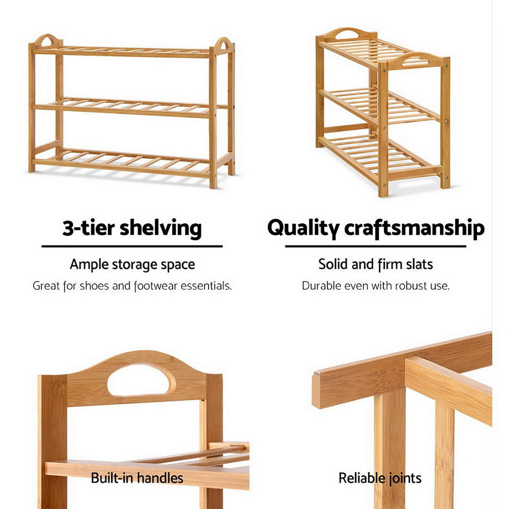 3 Tiers Bamboo Shoe Rack Stand Homecoze