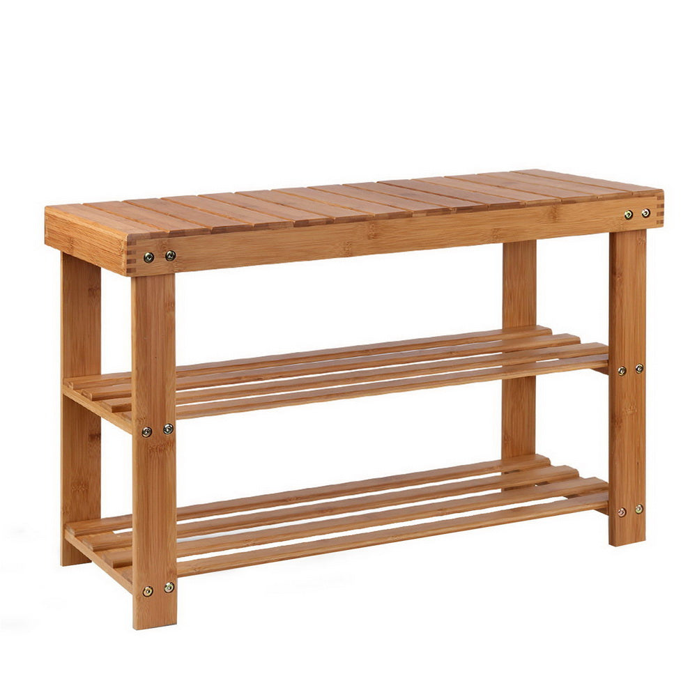 Bamboo Shoe Rack Wooden Seat Bench Organiser Shelf Stool Homecoze