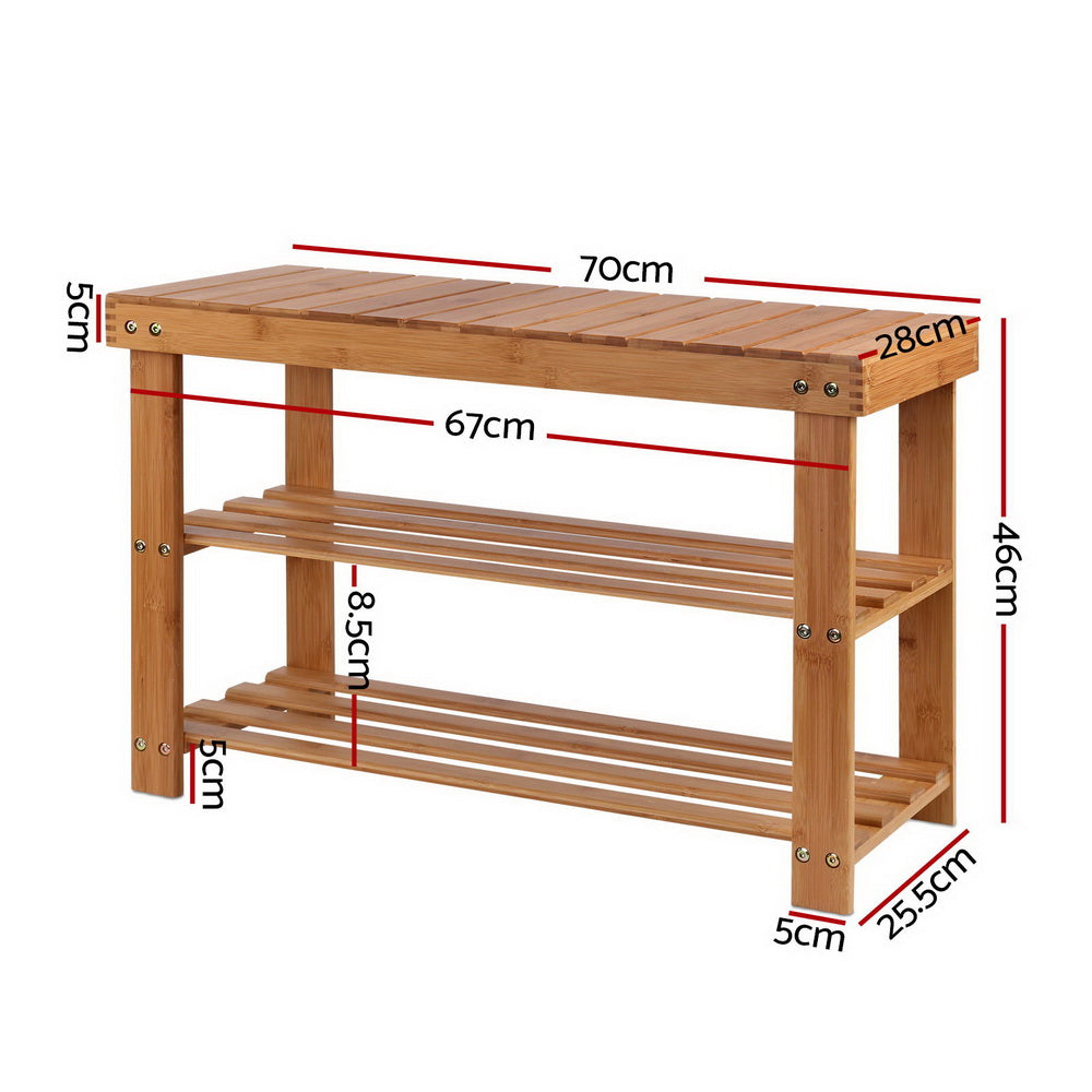 Bamboo Shoe Rack Wooden Seat Bench Organiser Shelf Stool Homecoze