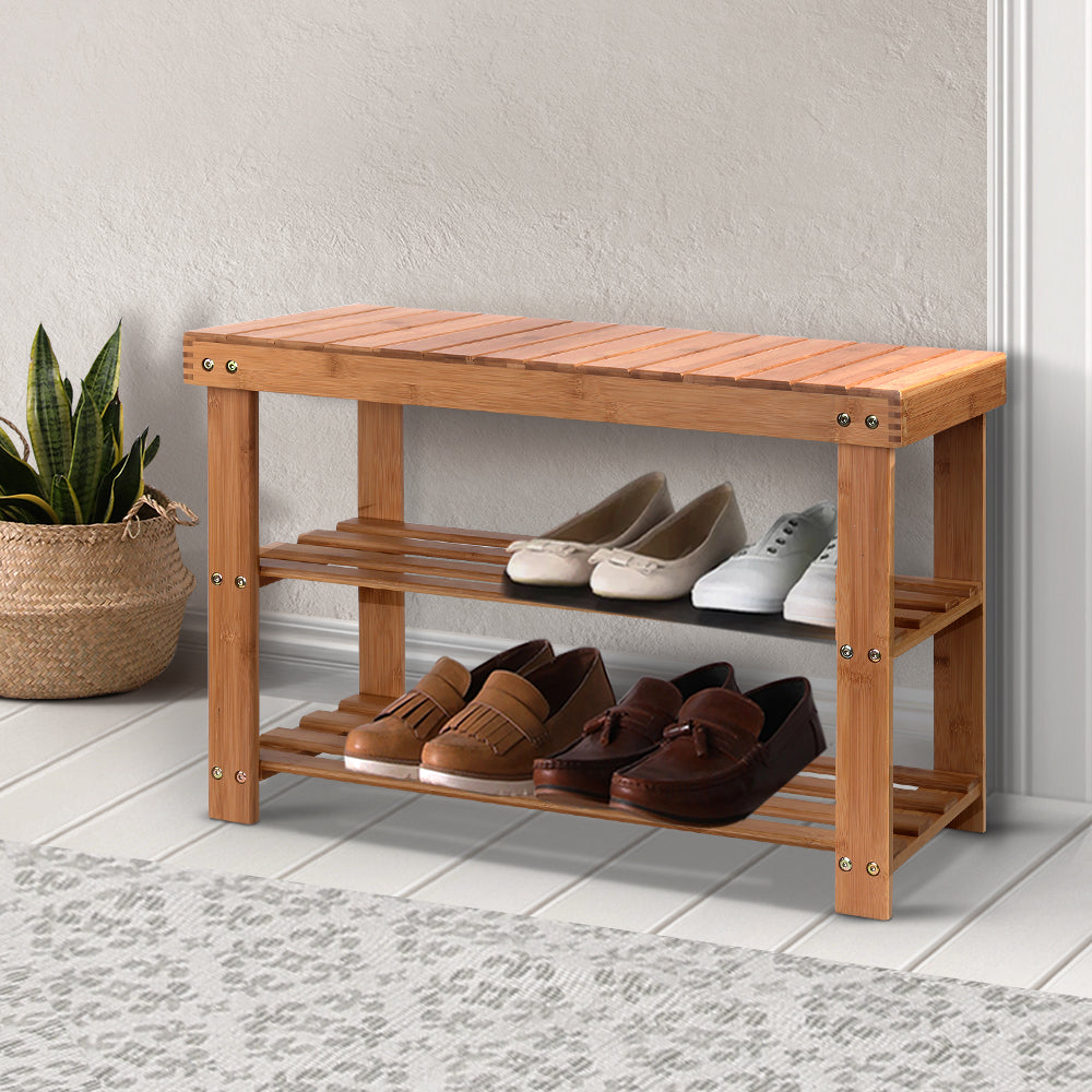 Bamboo Shoe Rack Wooden Seat Bench Organiser Shelf Stool Homecoze