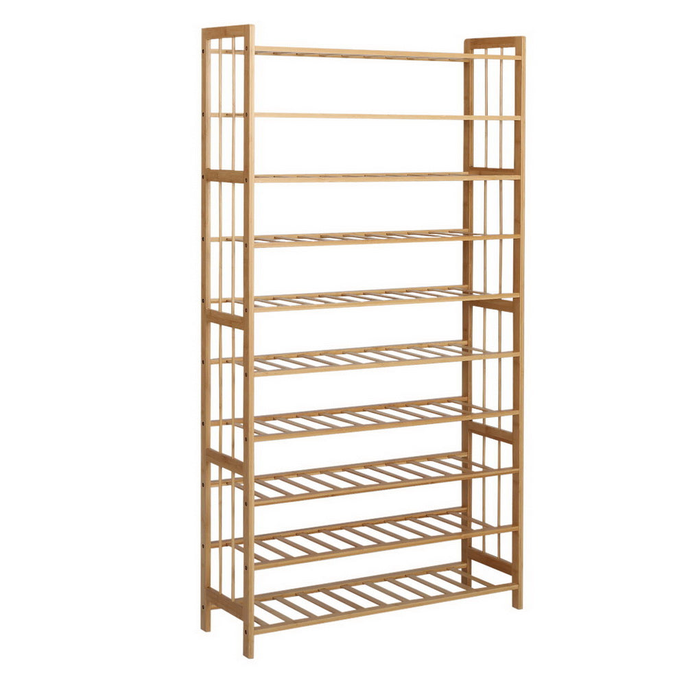 10-Tier Bamboo Shoe Rack Wooden Shelf Homecoze