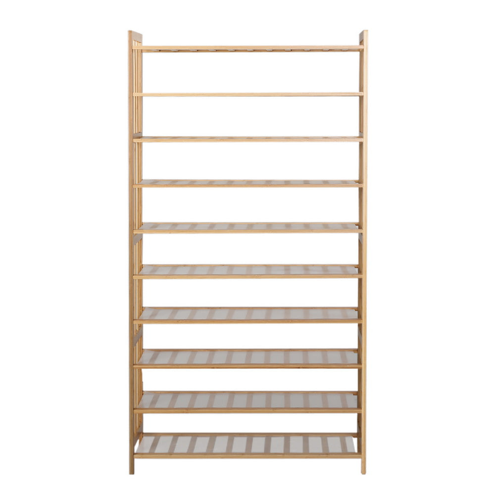 10-Tier Bamboo Shoe Rack Wooden Shelf Homecoze