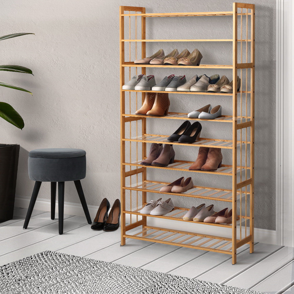 10-Tier Bamboo Shoe Rack Wooden Shelf Homecoze