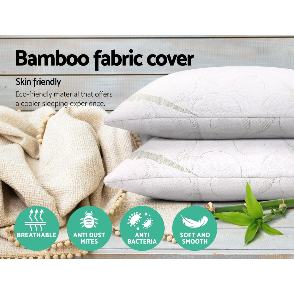 Set of 2 Bamboo Pillow with Memory Foam Homecoze