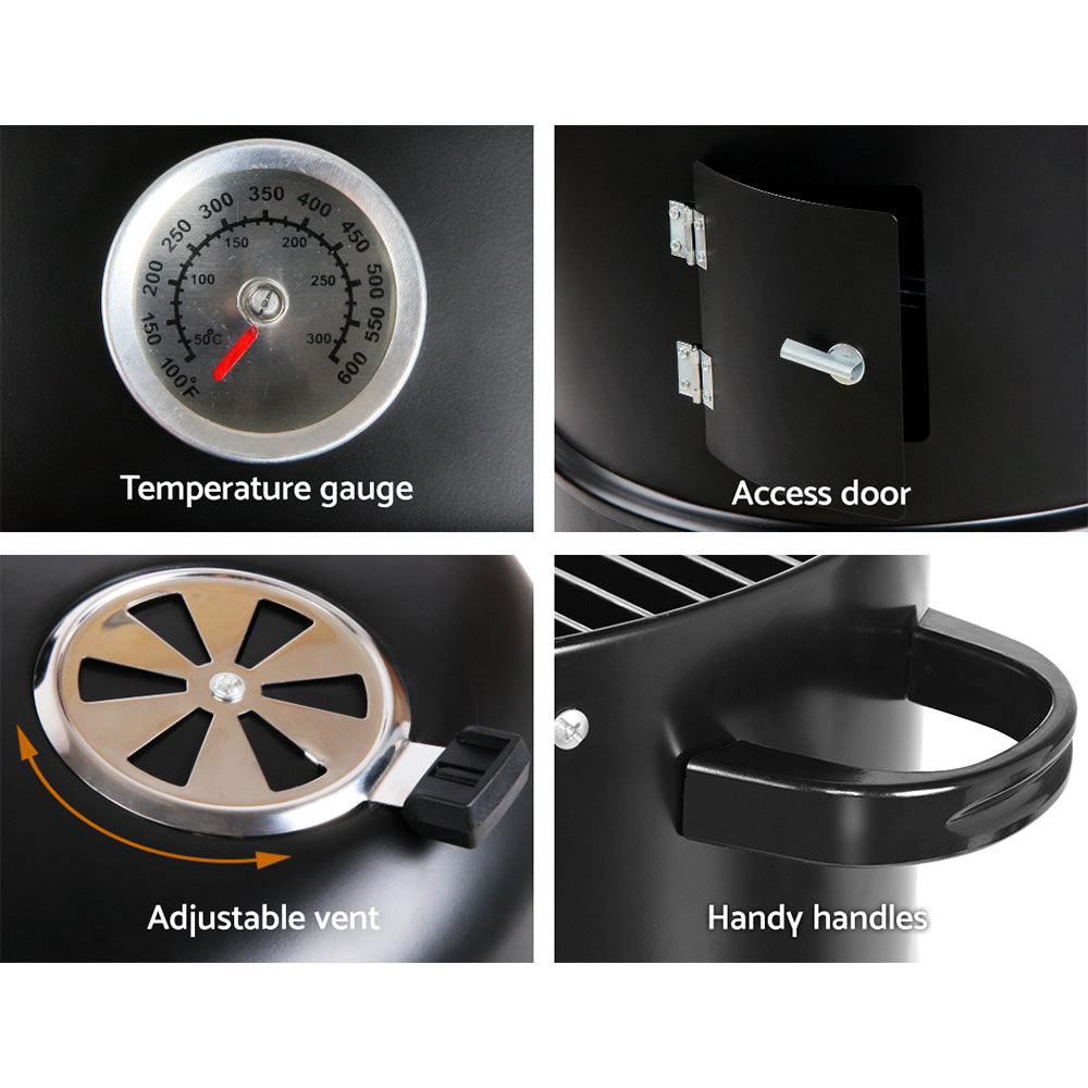 3-in-1 Charcoal BBQ Smoker - Black Homecoze