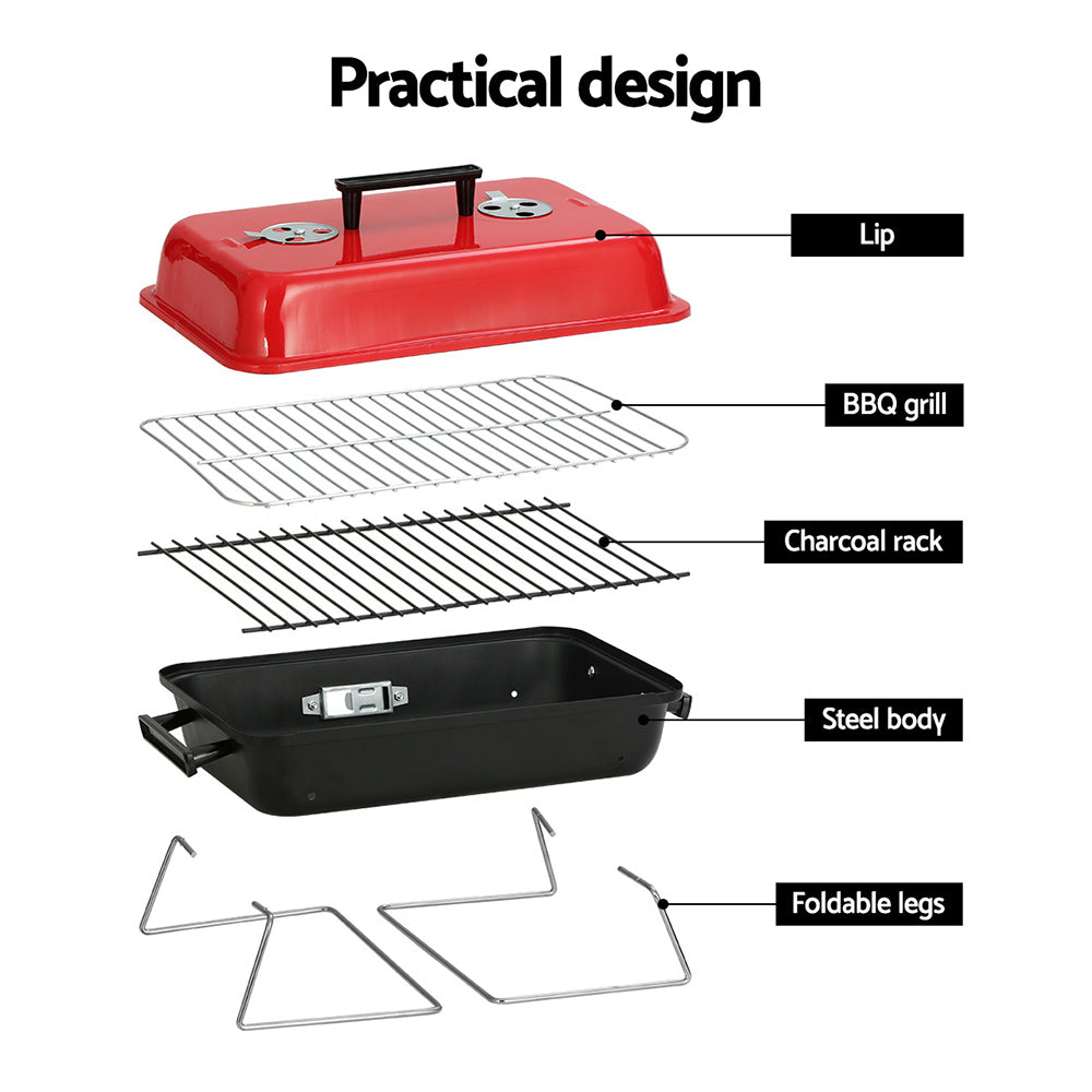Charcoal BBQ Portable Grill Camping Barbecue Outdoor Cooking Smoker Homecoze