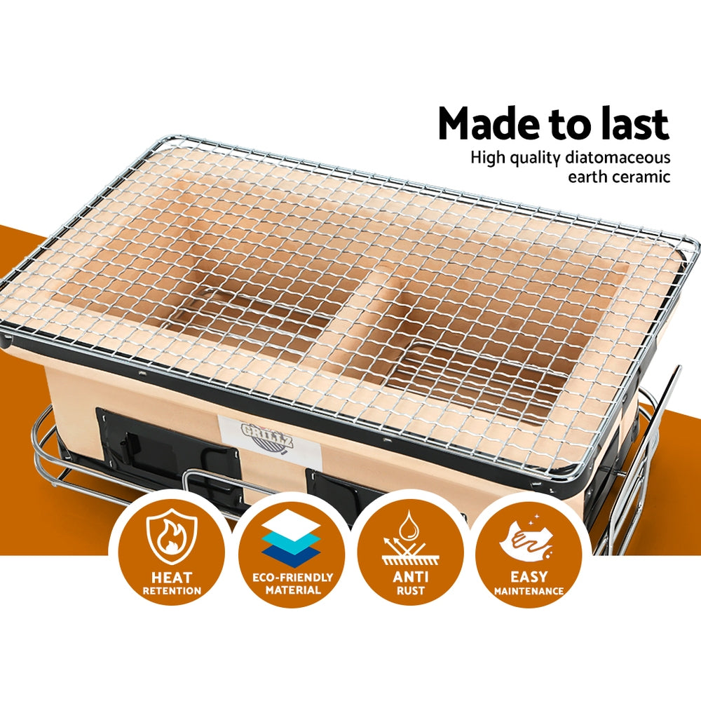 Portable Ceramic Japanese Hibachi Charcoal Smoker BBQ Grill Homecoze