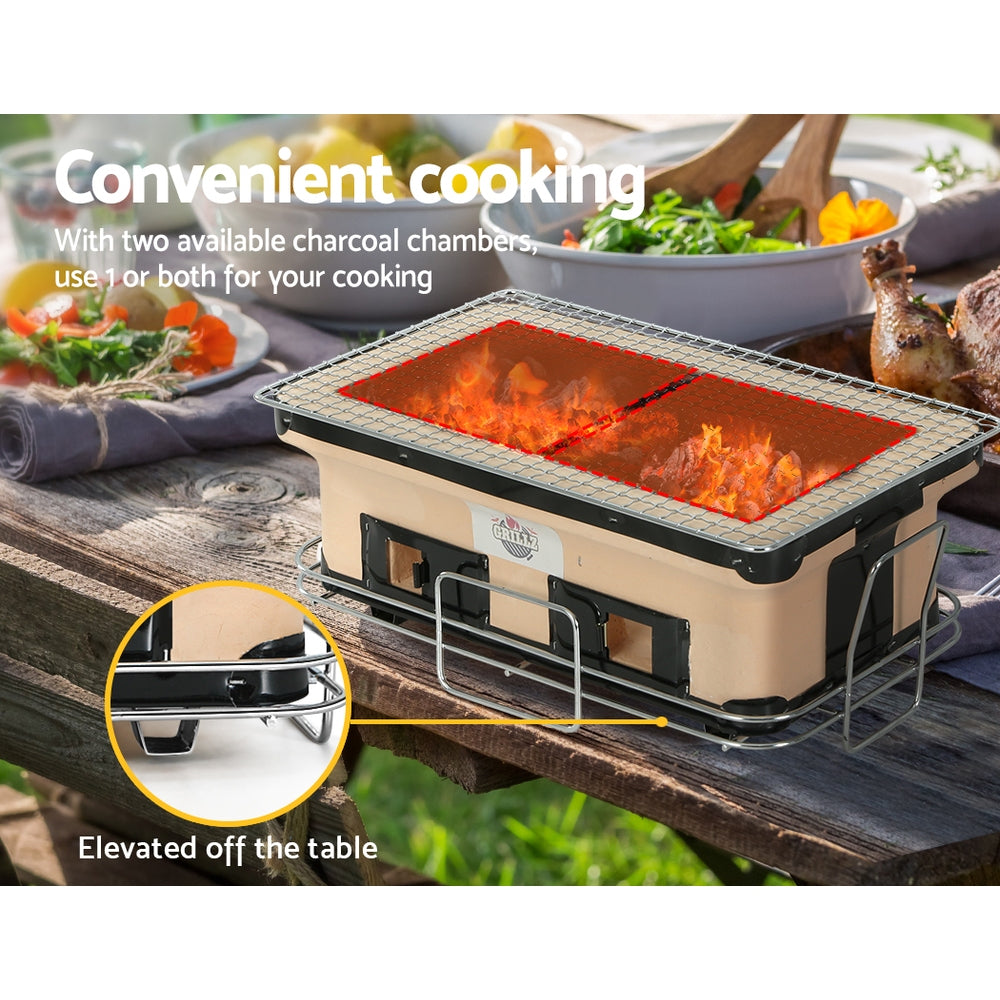 Portable Ceramic Japanese Hibachi Charcoal Smoker BBQ Grill Homecoze
