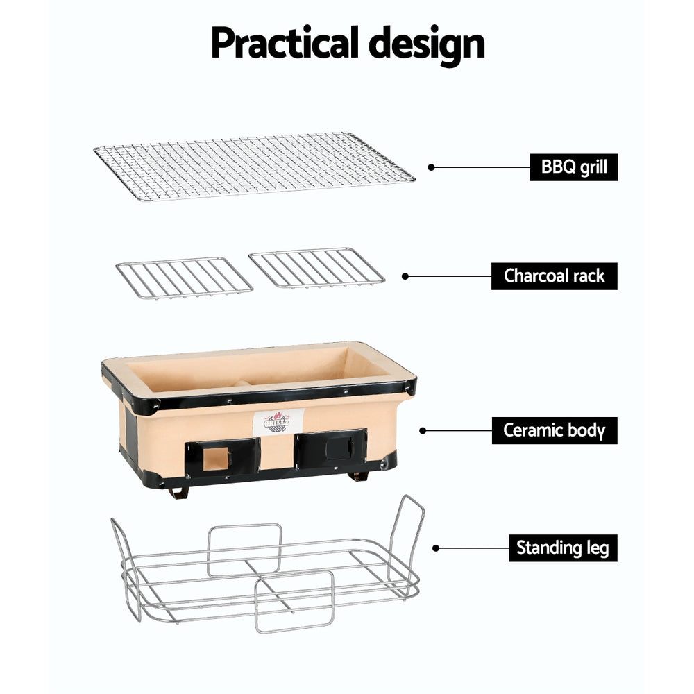 Portable Ceramic Japanese Hibachi Charcoal Smoker BBQ Grill Homecoze