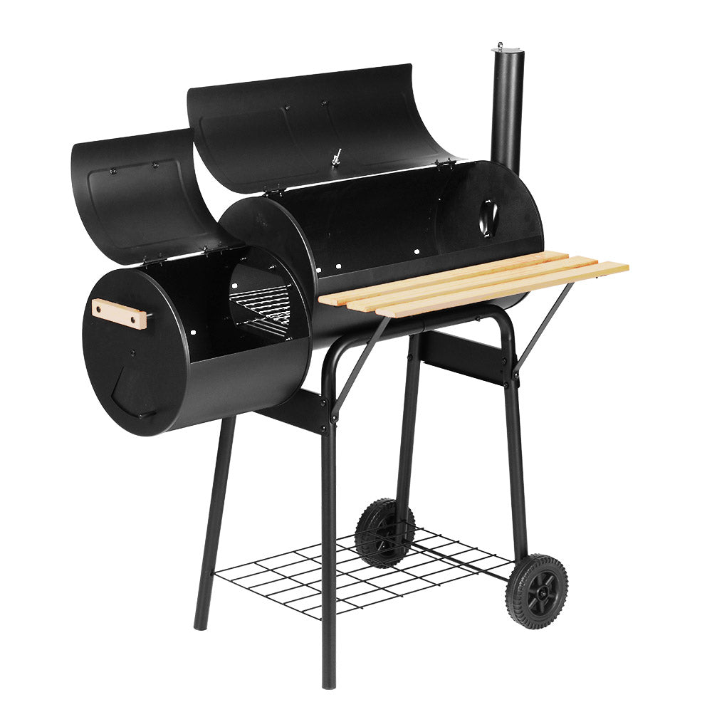 2-in-1 Offset BBQ Smoker - Black Homecoze