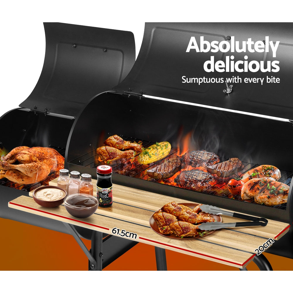 2-in-1 Offset BBQ Smoker - Black Homecoze