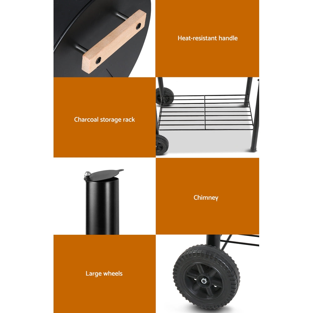 2-in-1 Offset BBQ Smoker - Black Homecoze