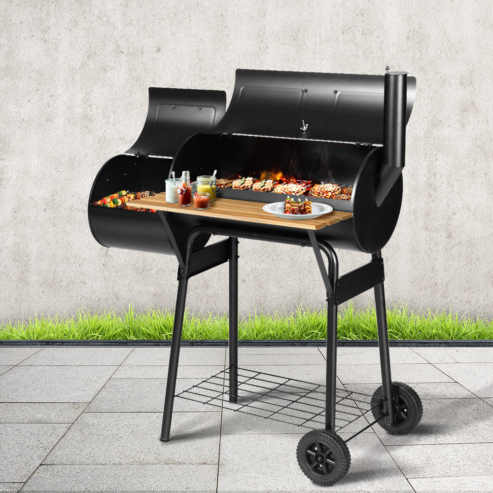 2-in-1 Offset BBQ Smoker - Black Homecoze