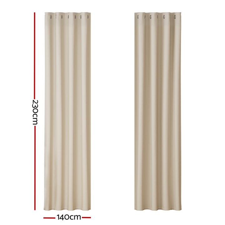 2X Blockout Curtains Window Blackout with Eyelet 140x230cm Beige Homecoze