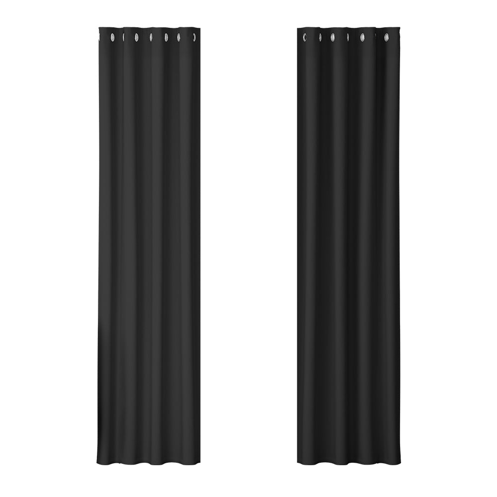 2X Blockout Curtains Window Blackout with Eyelet 140x230cm Matt Black Homecoze