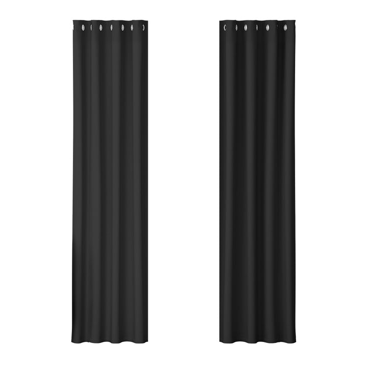 2X Blockout Curtains Window Blackout with Eyelet 140x230cm Matt Black Homecoze