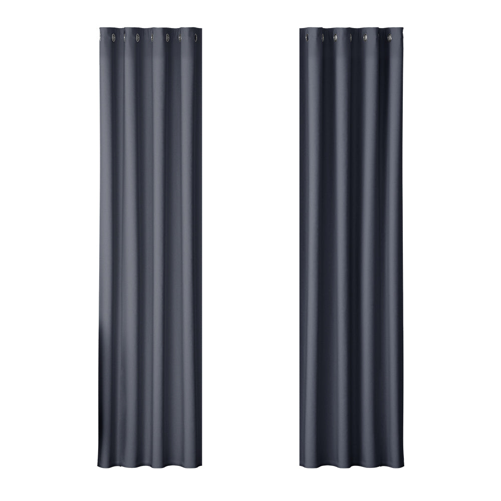 2X Blockout Curtains Window Blackout with Eyelet 140x230cm Charcoal Homecoze