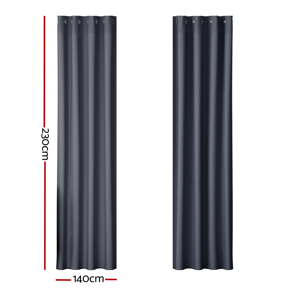 2X Blockout Curtains Window Blackout with Eyelet 140x230cm Charcoal Homecoze