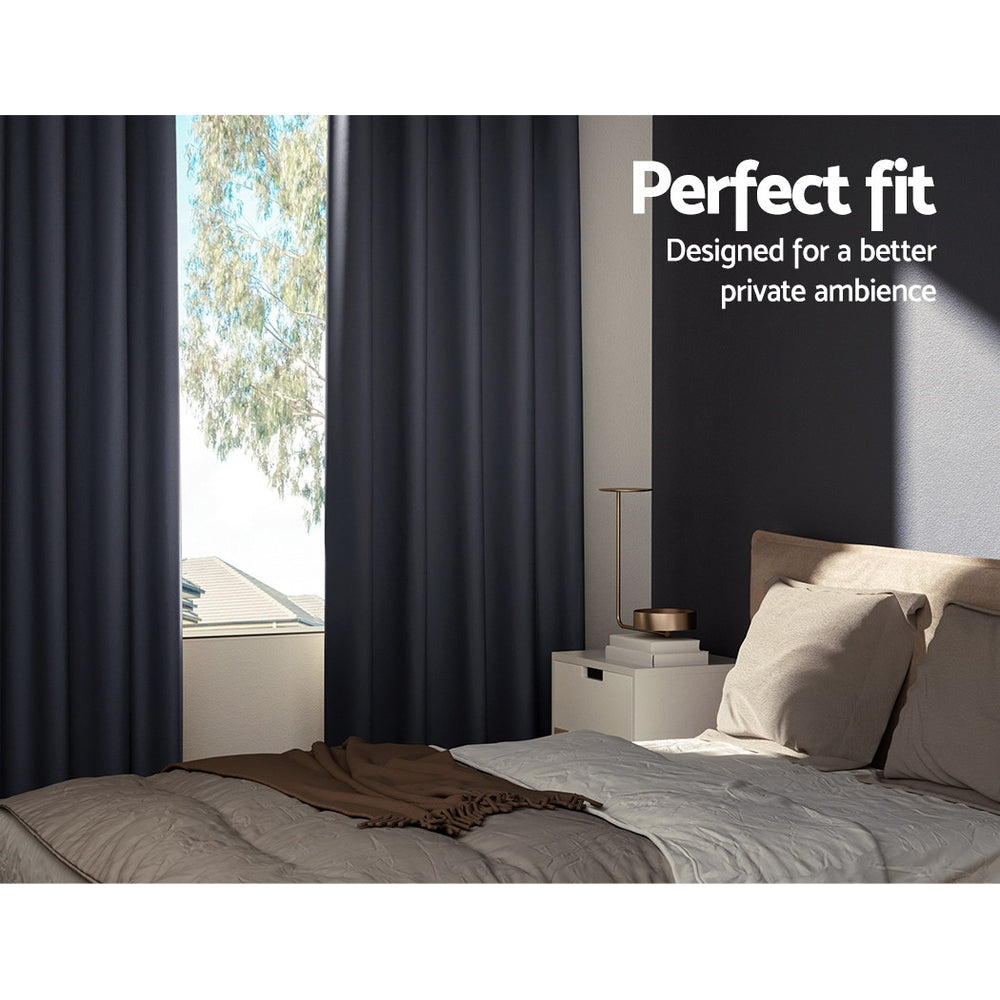 2X Blockout Curtains Window Blackout with Eyelet 140x230cm Charcoal Homecoze