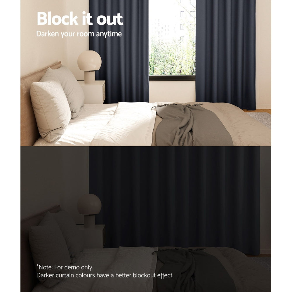 2X Blockout Curtains Window Blackout with Eyelet 140x230cm Charcoal Homecoze