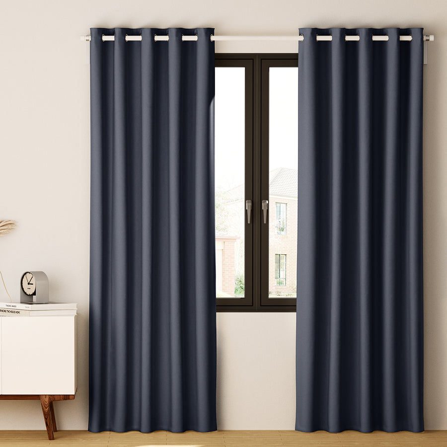 2X Blockout Curtains Window Blackout with Eyelet 140x230cm Charcoal Homecoze