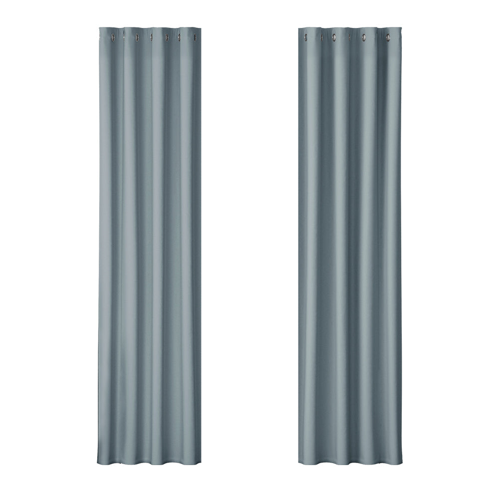 2X Blockout Curtains Window Blackout with Eyelet 140x230cm Light Blue - Grey Homecoze