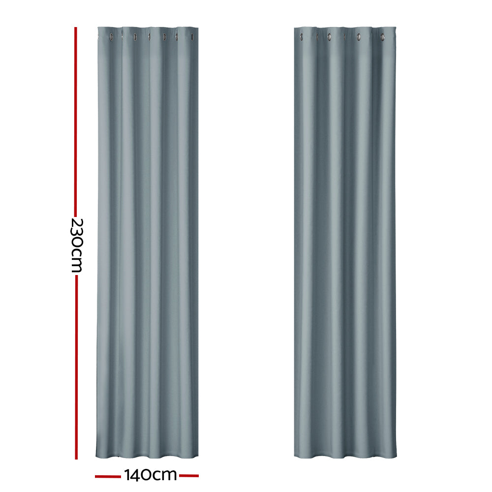 2X Blockout Curtains Window Blackout with Eyelet 140x230cm Light Blue - Grey Homecoze