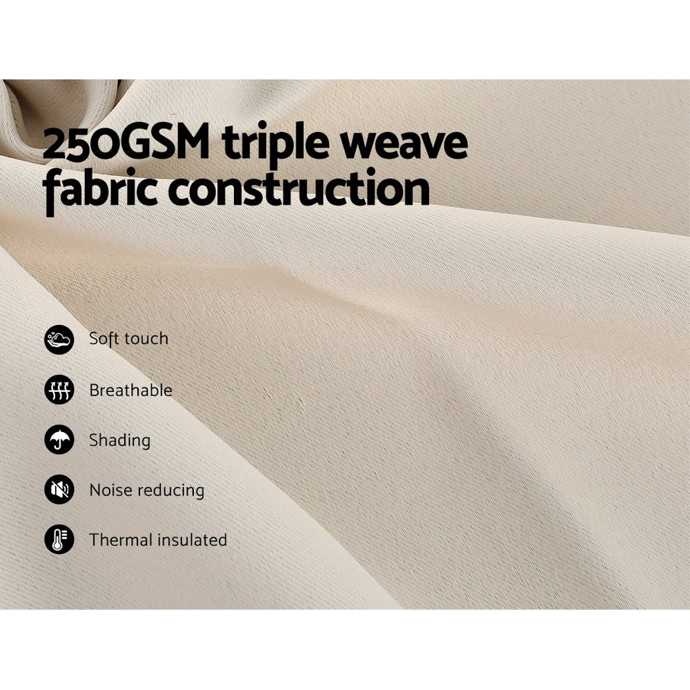 2X Blockout Curtains Window Blackout with Eyelet 240x230cm Beige Homecoze