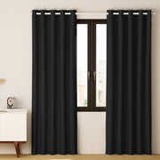 2X Blockout Curtains Window Blackout with Eyelet 240x230cm Matt Black Homecoze