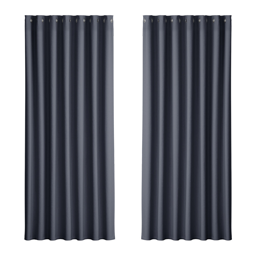 2X Blockout Curtains Window Blackout with Eyelet 240x230cm Charcoal Homecoze
