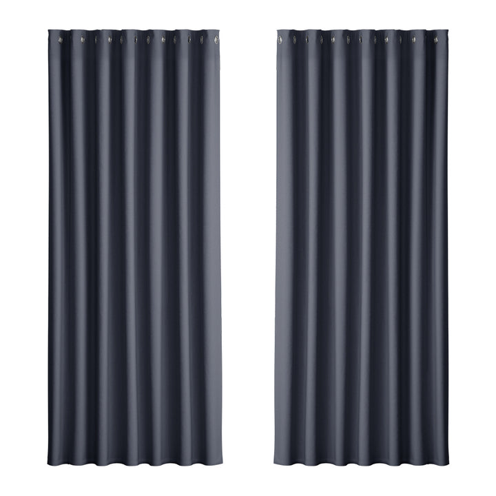 2X Blockout Curtains Window Blackout with Eyelet 240x230cm Charcoal Homecoze