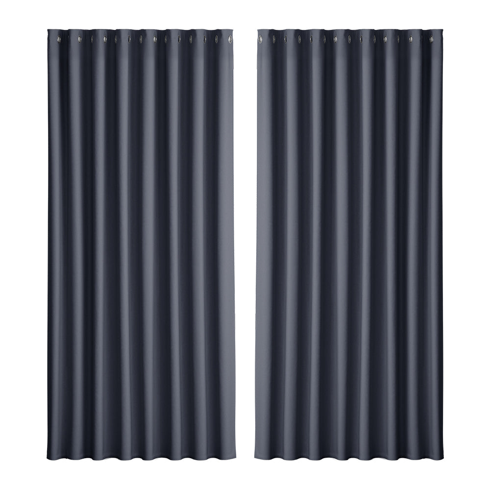 2X Blockout Curtains Window Blackout with Eyelet 300x230cm Charcoal Homecoze