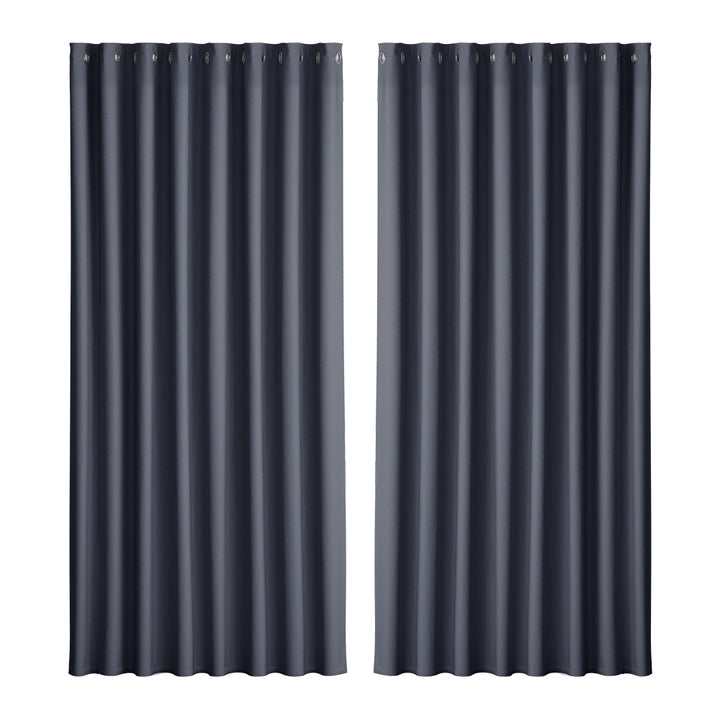 2X Blockout Curtains Window Blackout with Eyelet 300x230cm Charcoal Homecoze