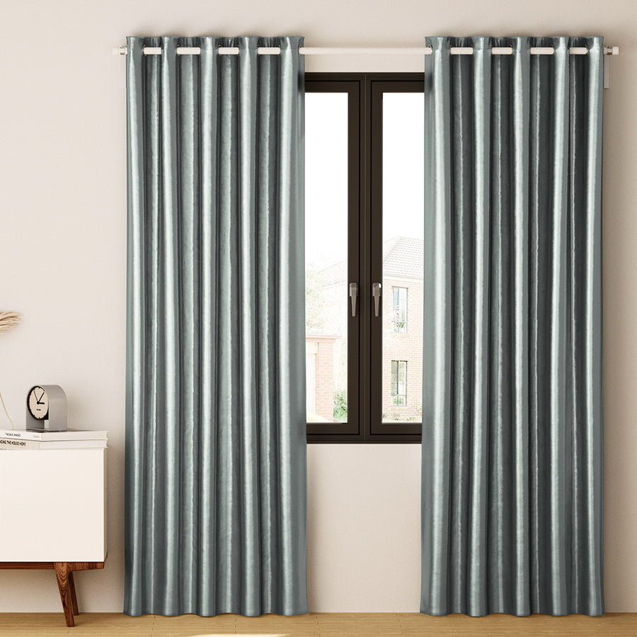2X Blockout Curtains Window Blackout with Eyelet 140x230cm Grey Homecoze