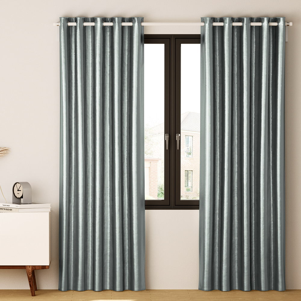 2X Blockout Curtains Window Blackout with Eyelet 180x213cm Grey Homecoze