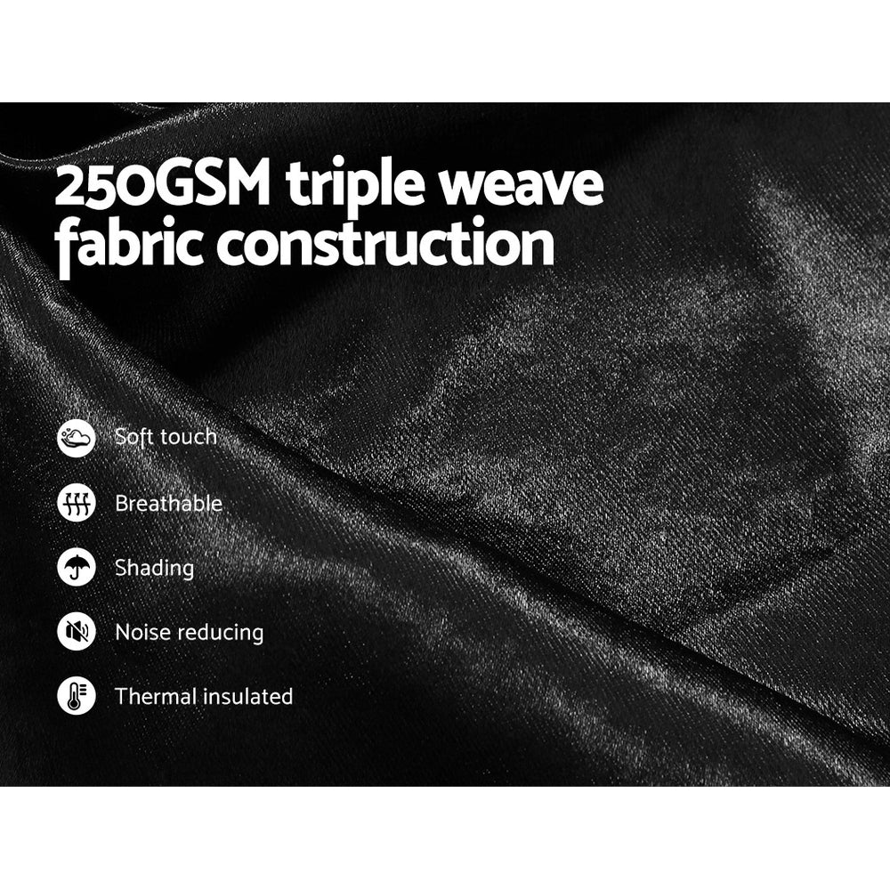 2X Blockout Curtains Window Blackout with Eyelet 240x230cm Black Homecoze