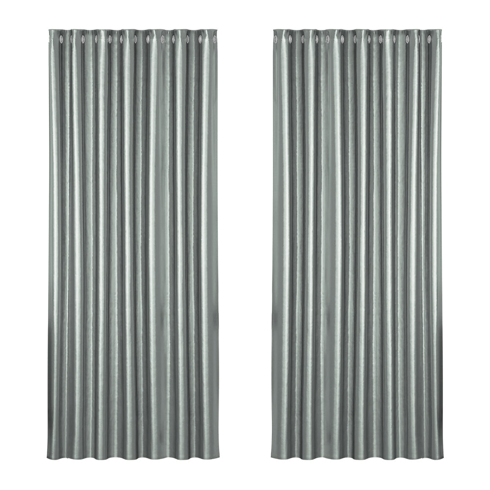 2X Blockout Curtains Window Blackout with Eyelet 240x230cm Grey Homecoze