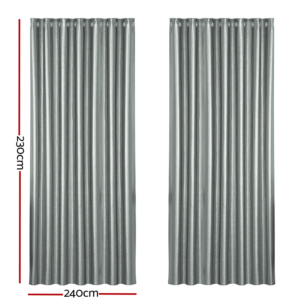 2X Blockout Curtains Window Blackout with Eyelet 240x230cm Grey Homecoze