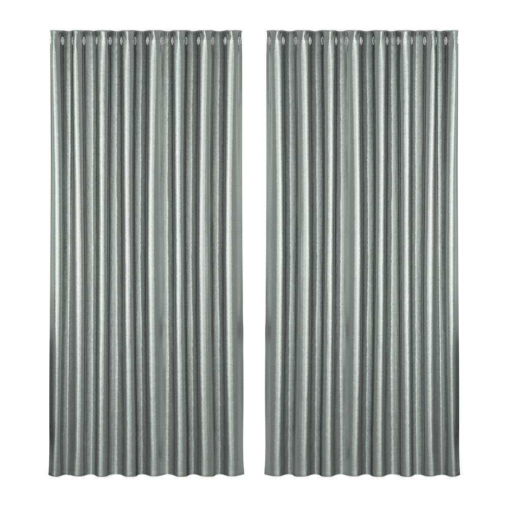 2X Blockout Curtains Window Blackout with Eyelet 300x230cm Grey Homecoze