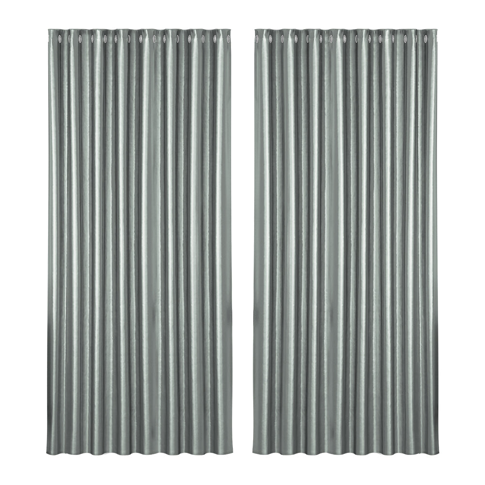 2X Blockout Curtains Window Blackout with Eyelet 300x230cm Grey Homecoze