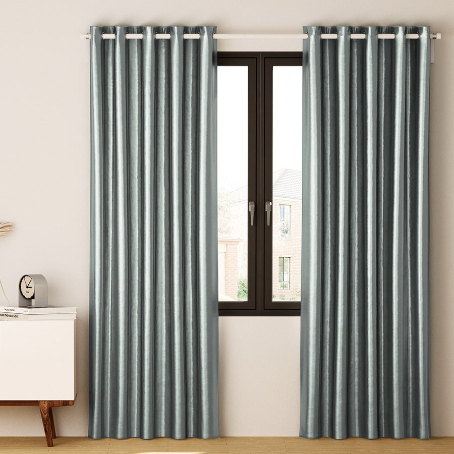 2X Blockout Curtains Window Blackout with Eyelet 300x230cm Grey Homecoze