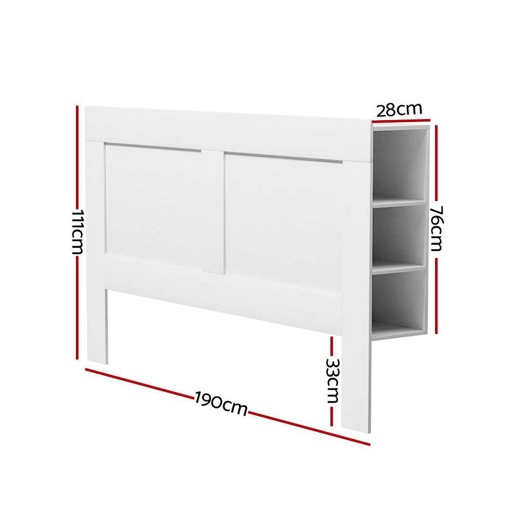 King Size Storage Headboard Bed Frame Bed Head with Shelves – White Homecoze