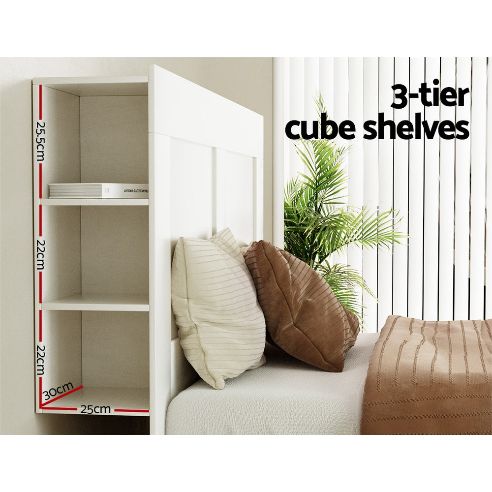 King Size Storage Headboard Bed Frame Bed Head with Shelves – White Homecoze