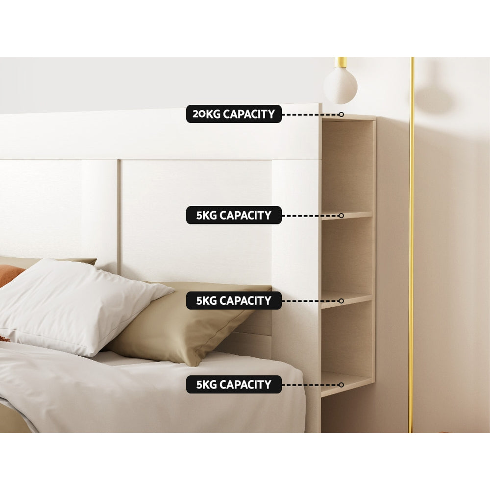King Size Storage Headboard Bed Frame Bed Head with Shelves – White Homecoze