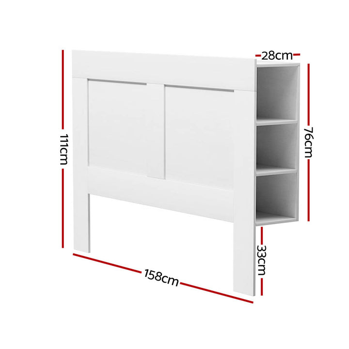 Queen Size Storage Headboard Bed Frame Bed Head with Shelves – White Homecoze