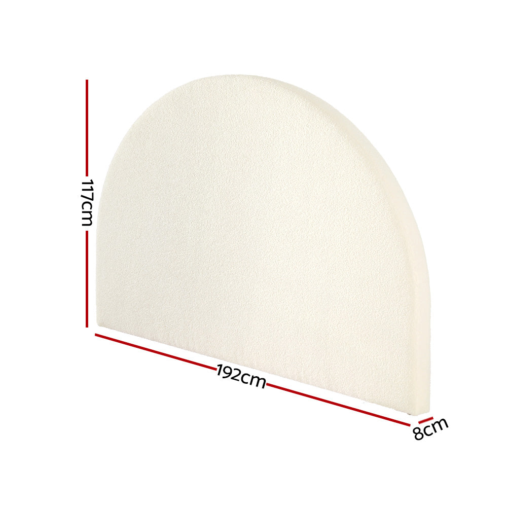 King Size Boucle Arch Headboard Bed Frame Bed Head – White Homecoze