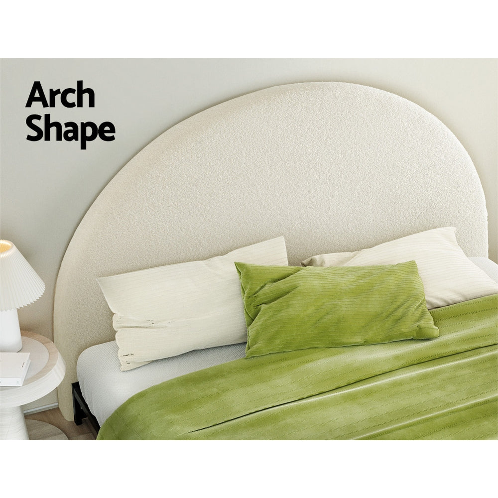 King Size Boucle Arch Headboard Bed Frame Bed Head – White Homecoze